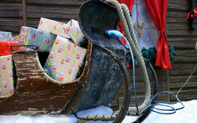 Santa Claus Switches Sleigh from Reindeer Power to Electric Power